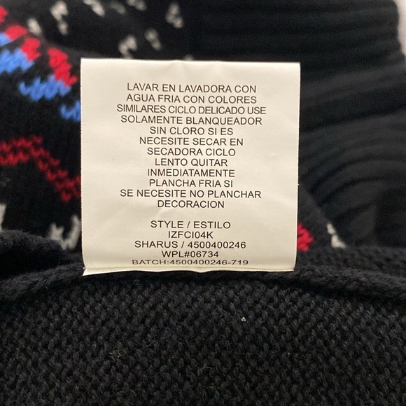 Izod Boys Sweater XS 4/5 Black 1/4 Zip Mock Neck Reindeer Fair Isle - Picture 7 of 11